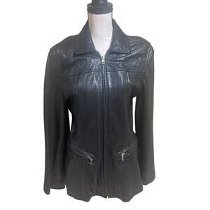 Andrew marc leather zip jacket